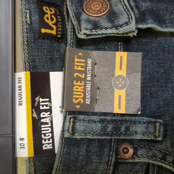 NEW Lee Straight Leg Jeans Dark Wash Adjustable Waist Regular Fit Boys Size 10 - Picture 2 of 5